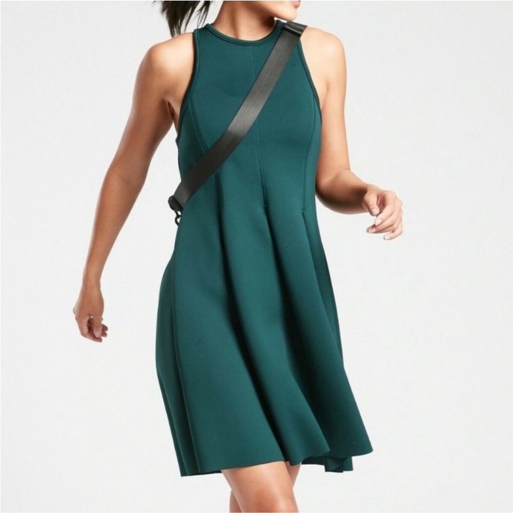 Athleta Green En Route Scuba Mini Dress